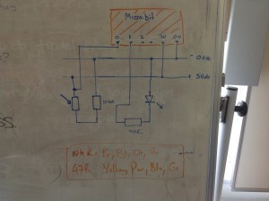 the (attempted) circuit diagram for the LED & LDR circuit.